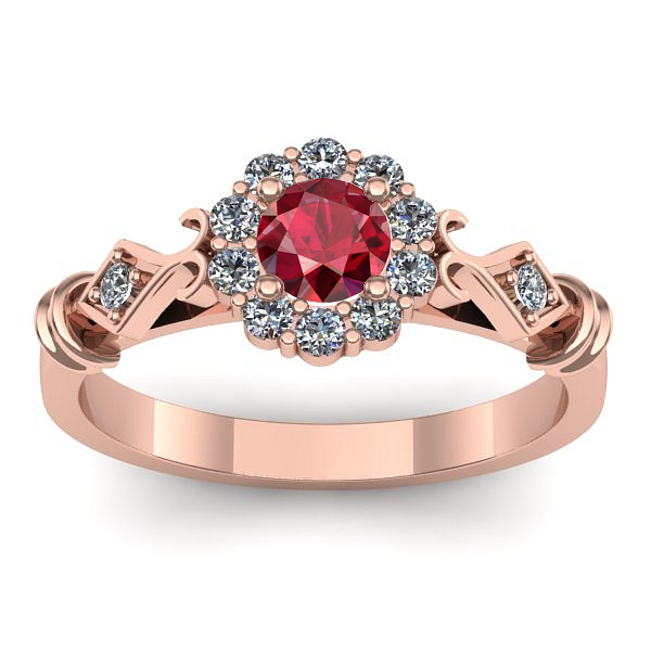 Inel logodna cu rubin rotund