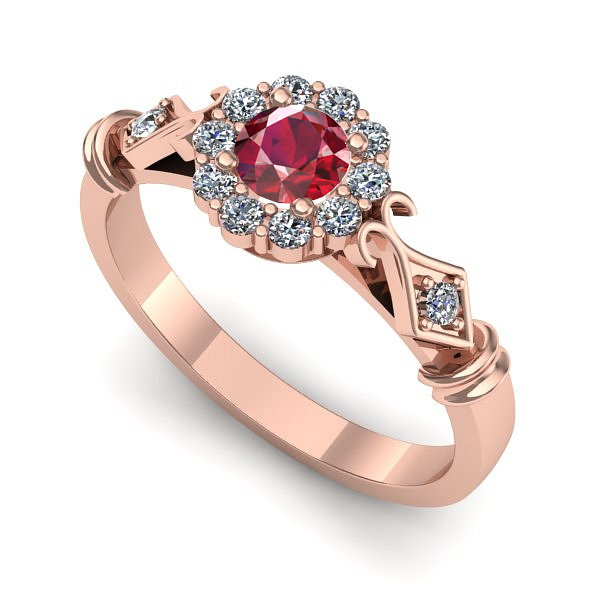 Inel logodna din aur roz cu rubin