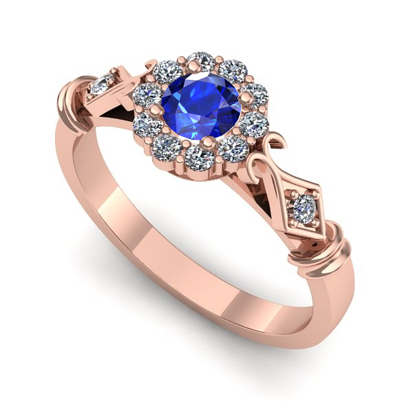 Inel din aur roz cu safir