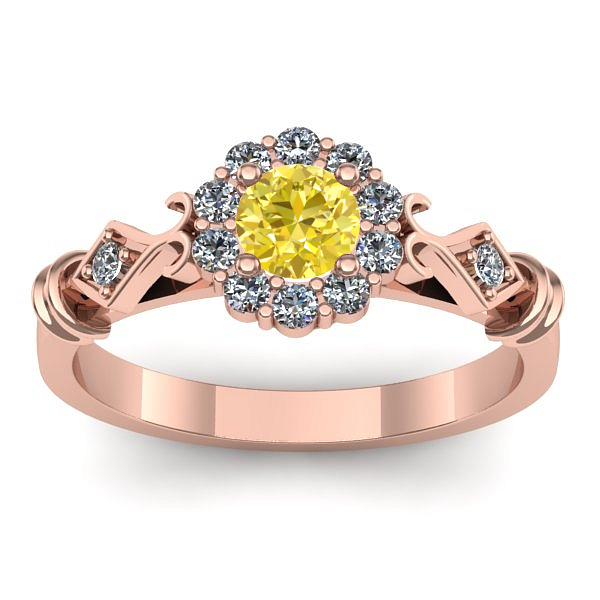 Inel logodna cu safir galben rotund