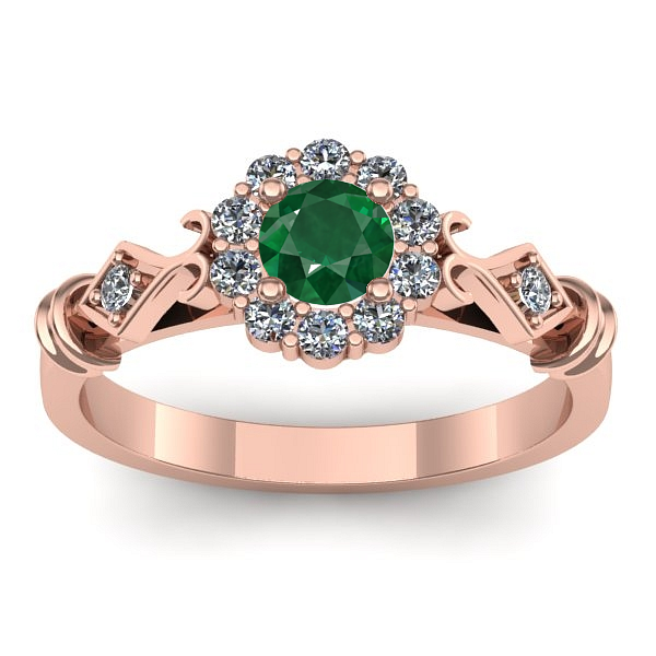 Inel de logodna cu smarald rotund