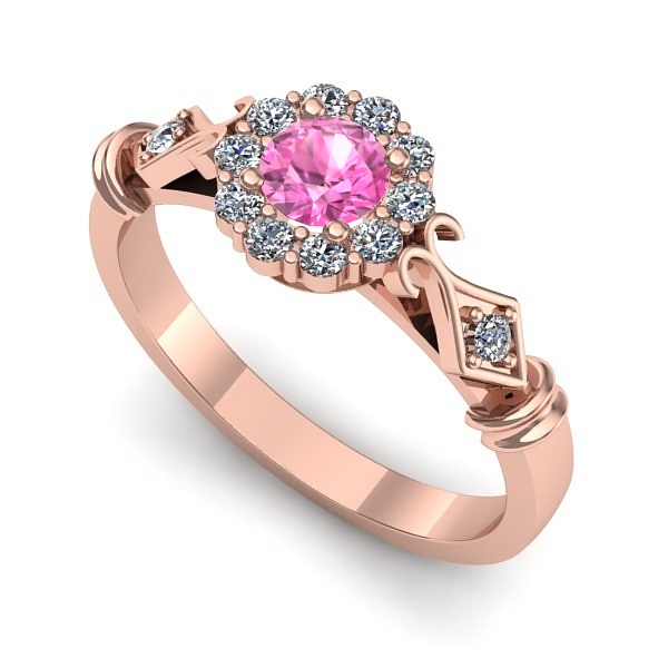 Inel din aur roz cu safir roz