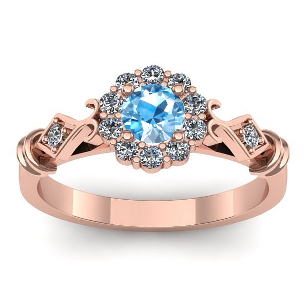Inel cu topaz blue rotund