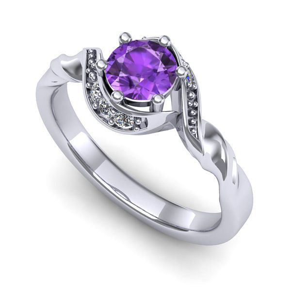 Inel de logodna din aur alb cu ametist