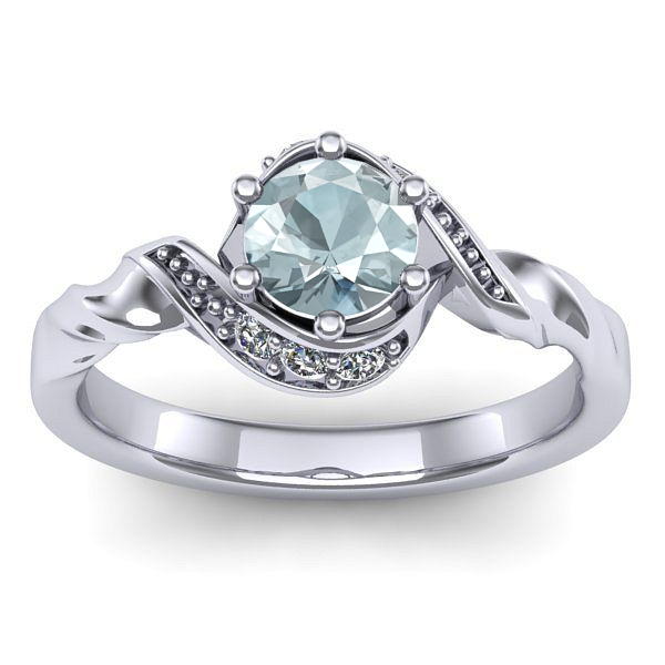 Inel cu aquamarin rotund