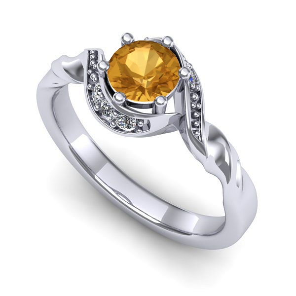 Inel din aur alb cu citrin