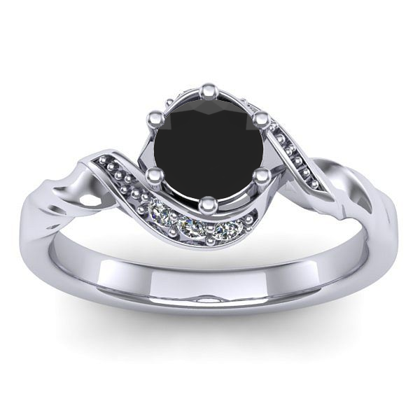 Inel logodna cu diamant negru rotund