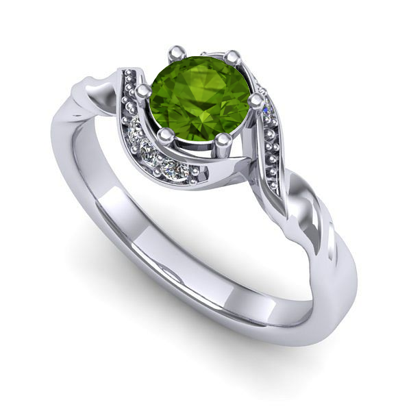 Inel de logodna din aur alb cu peridot