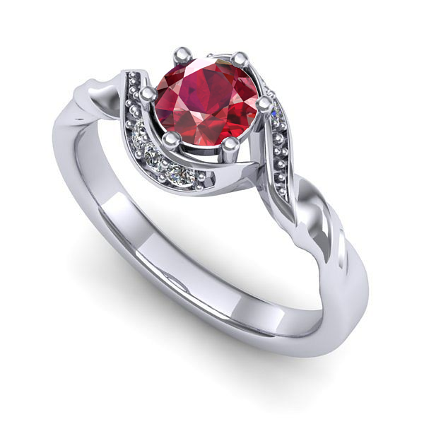 Inel de logodna din aur alb cu rubin