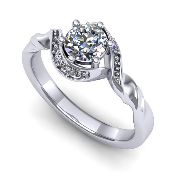 Inel logodna din aur alb cu safir alb