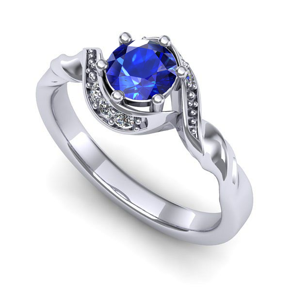 Inel de logodna din aur alb cu safir