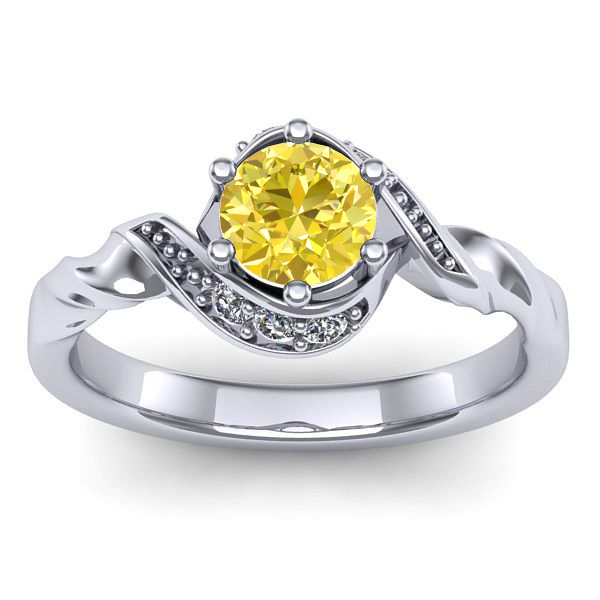 Inel cu safir galben rotund