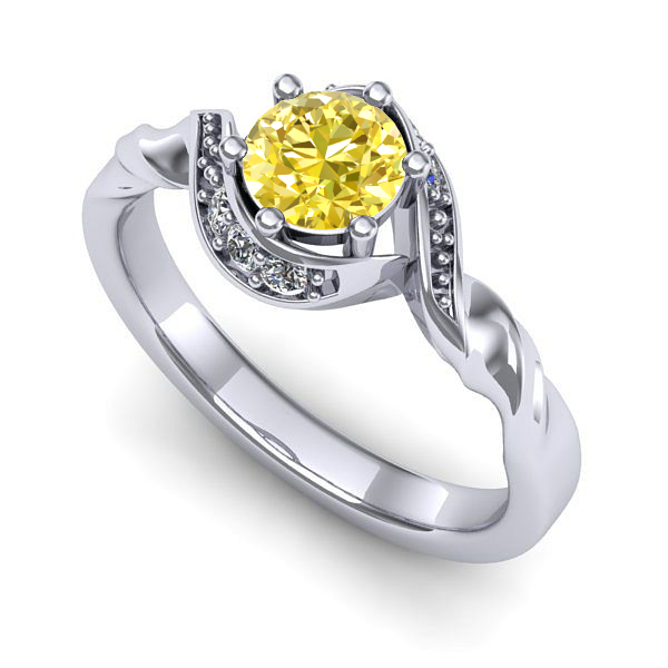 Inel din aur alb cu safir galben