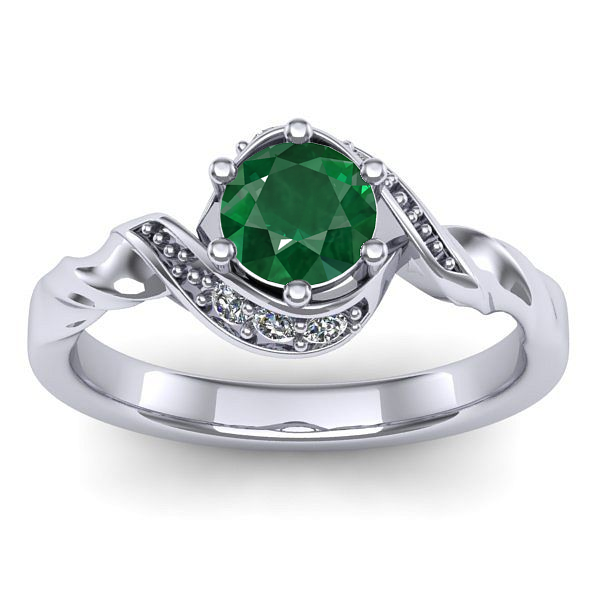 Inel de logodna cu smarald rotund