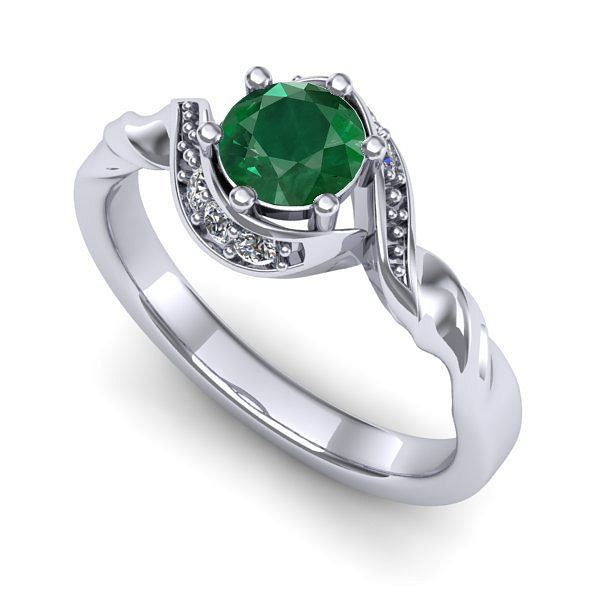 Inel de logodna din aur alb cu smarald