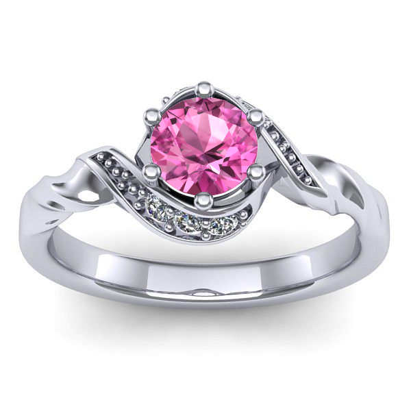 Inel logodna cu safir roz rotund
