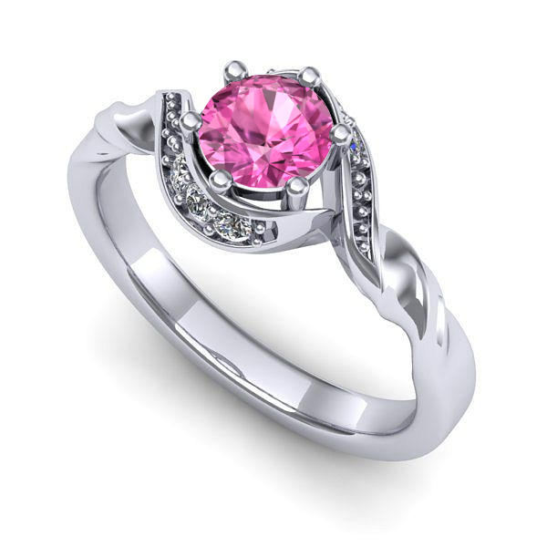 Inel din aur alb cu safir roz