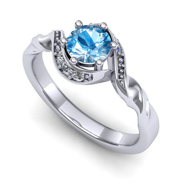 Inel logodna din aur alb cu topaz blue