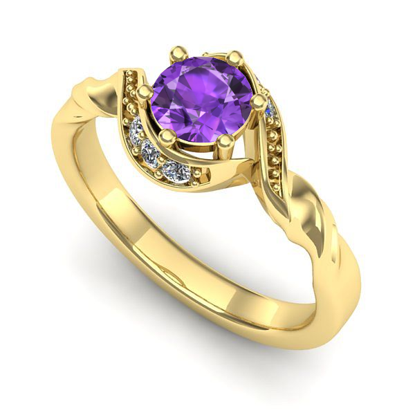 Inel de logodna din aur galben cu ametist