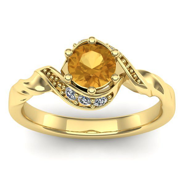 Inel cu citrin rotund