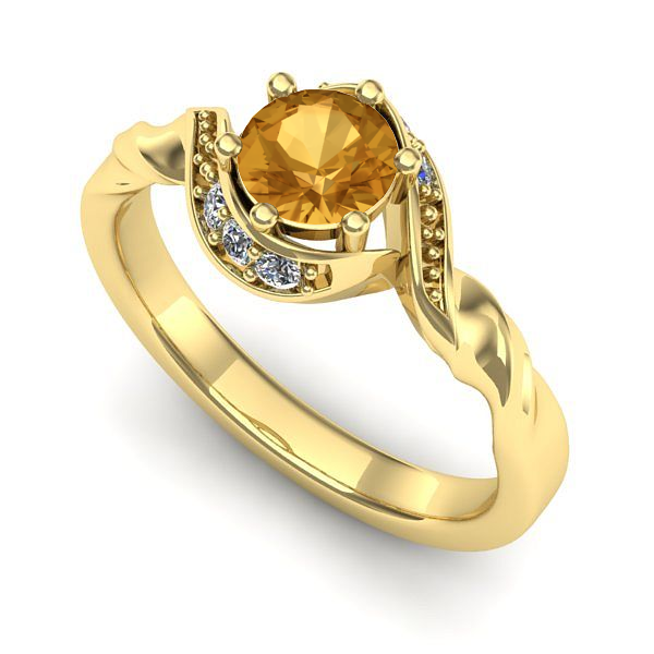 Inel de logodna din aur galben cu citrin