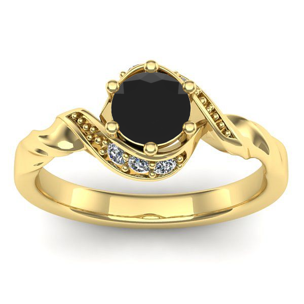 Inel logodna cu diamant negru rotund