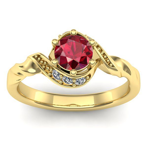 Inel logodna cu rubin rotund