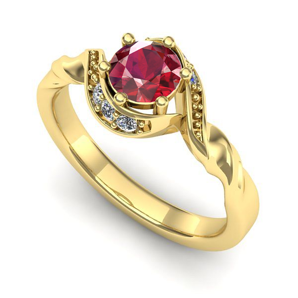 Inel din aur galben cu rubin