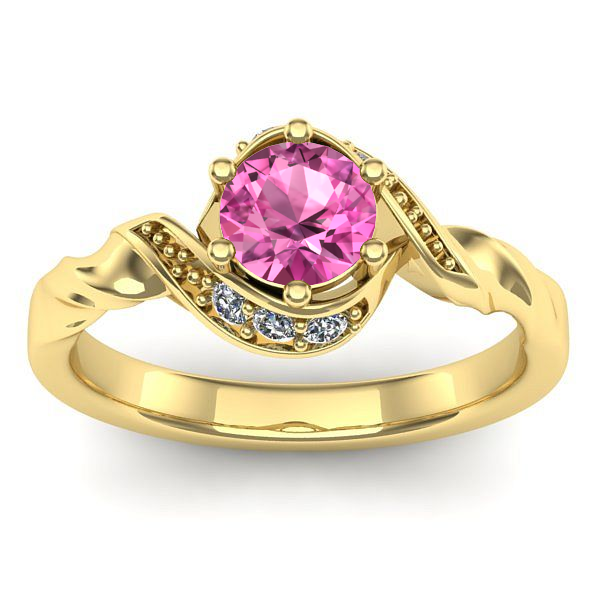 Inel cu safir roz rotund