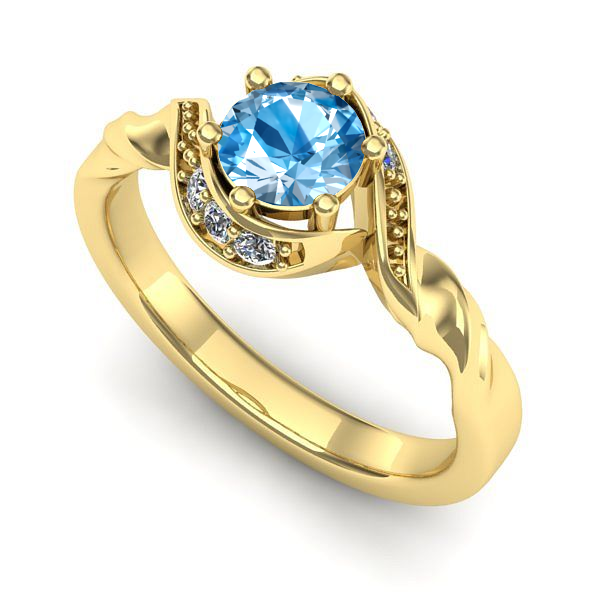 Inel de logodna din aur galben cu topaz blue