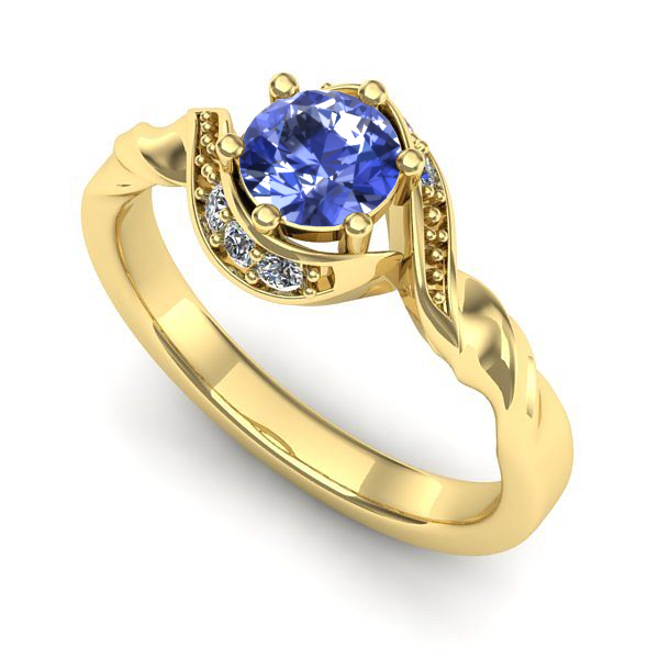 Inel logodna din aur galben cu tanzanit