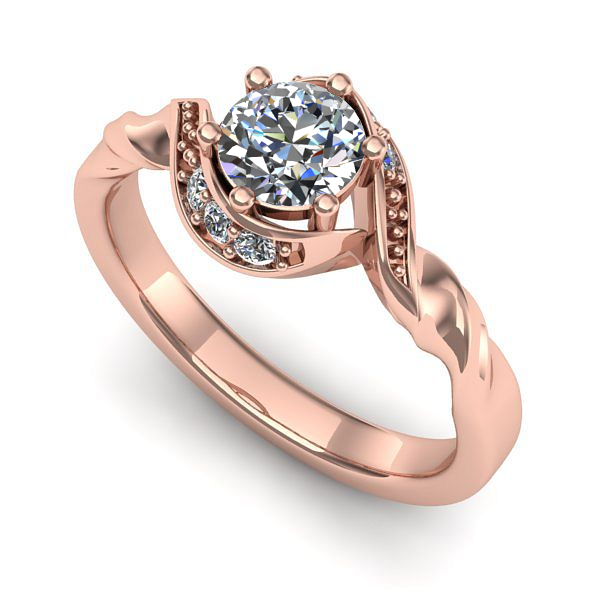 Inel de logodna din aur roz cu diamant