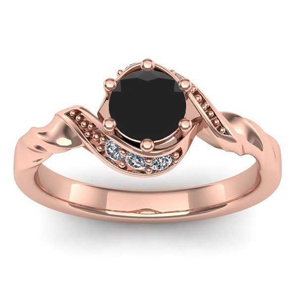 Inel logodna cu diamant negru rotund