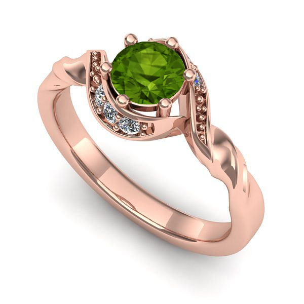 Inel logodna din aur roz cu peridot