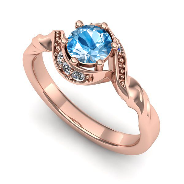 Inel din aur roz cu topaz blue