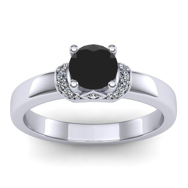 Inel logodna cu diamant negru rotund