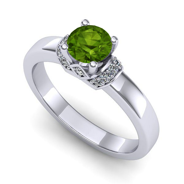 Inel de logodna din aur alb cu peridot