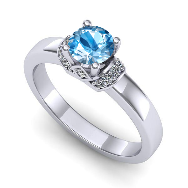 Inel din aur alb cu topaz blue