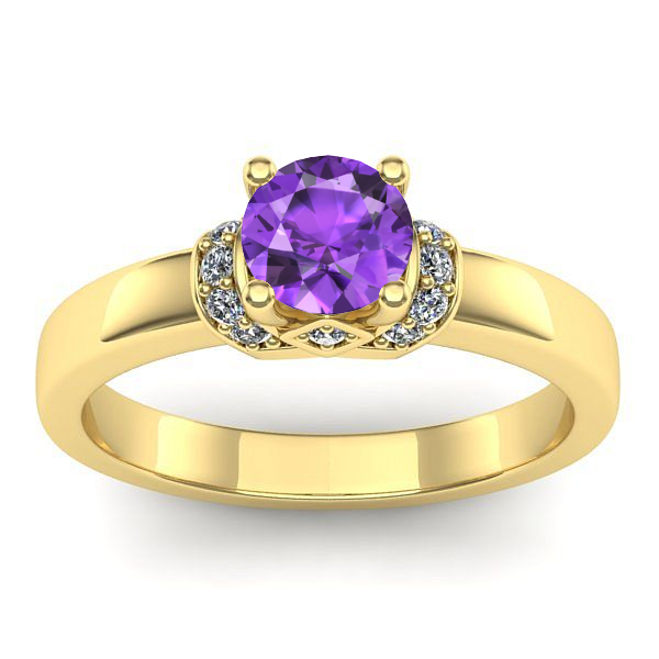 Inel logodna cu ametist rotund