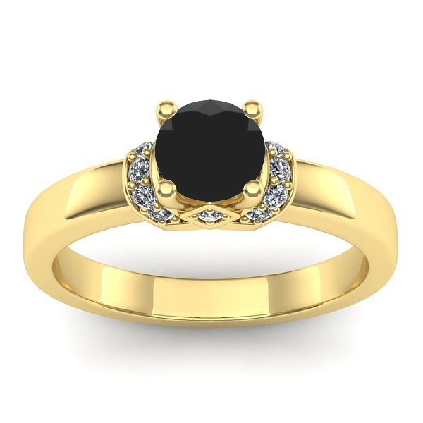 Inel cu diamant negru rotund