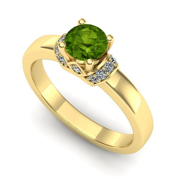 Inel de logodna din aur galben cu peridot