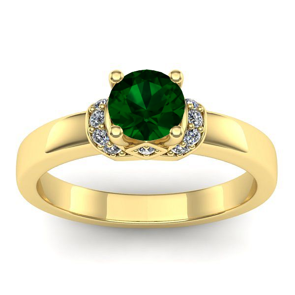 Inel logodna cu smarald rotund
