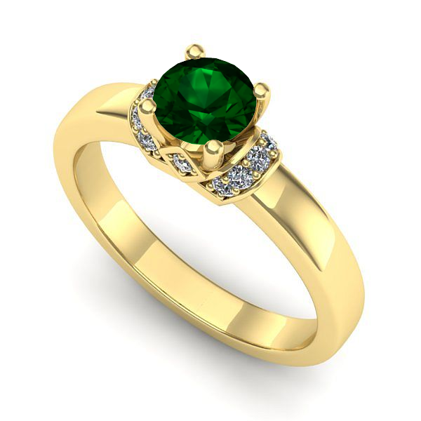 Inel logodna din aur galben cu smarald