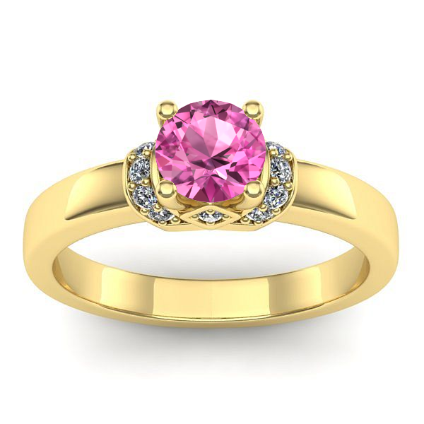 Inel logodna cu safir roz rotund