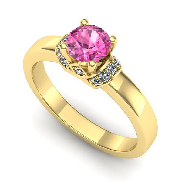 Inel de logodna din aur galben cu safir roz