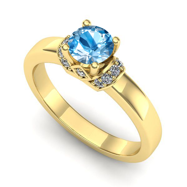 Inel de logodna din aur galben cu topaz blue