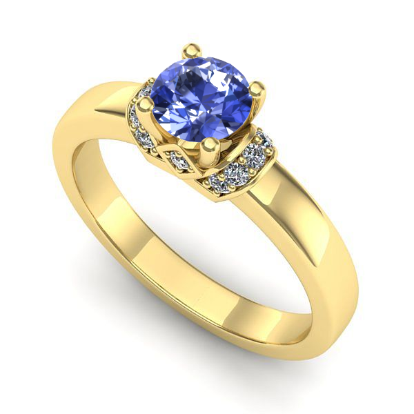 Inel logodna din aur galben cu tanzanit