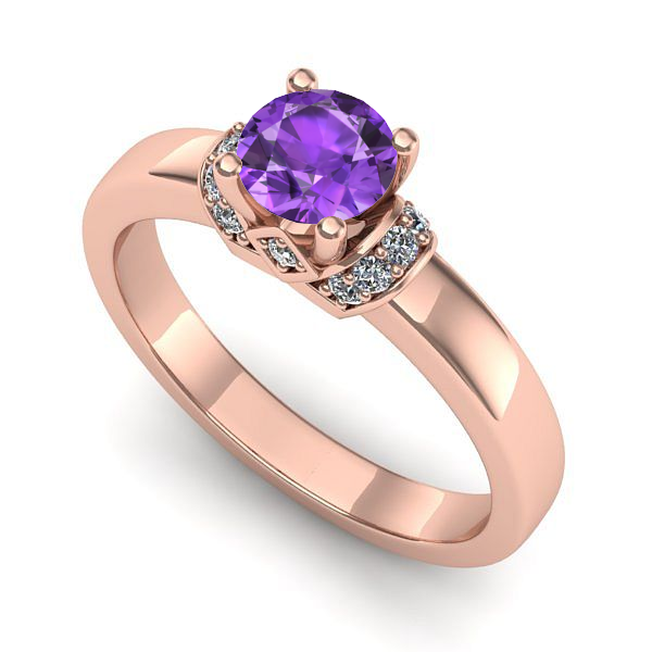 Inel din aur roz cu ametist