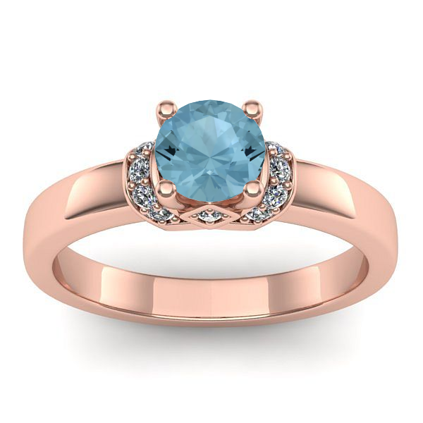 Inel de logodna cu aquamarin rotund