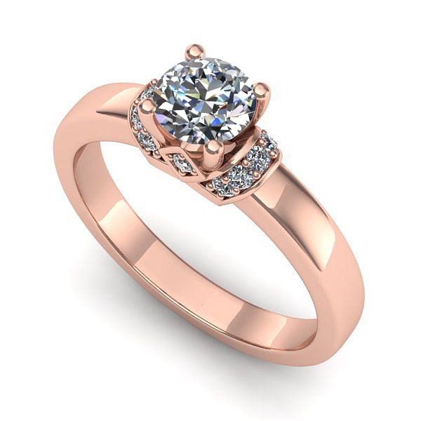 Inel din aur roz cu diamant